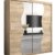 Moderner Kleiderschrank Holz Natur Design Sonoma Schwebetürenschrank 180 cm mit Spiegel Schlafzimmerschrank Schiebetüren Wellenform