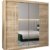 Schlafzimmer Kleiderschrank Modern Natur Holz Design Sonoma Schwebetürenschrank mit Spiegel Kleiderstange Einlegeboden Schiebetüren
