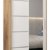 Schmaler Kleiderschrank Artisan Eiche + Weiße Schiebetür Holz Natur Schwebetürenschrank 100cm mit Spiegel Kleiderstange Schlafzimmerschrank Modern Design