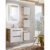 Spiegel Badezimmermöbel Set Hochglanz weiß mit Wotaneiche, 60cm Waschtisch mit  Unterschrank & LED-Spiegel 3 Hängeschränke