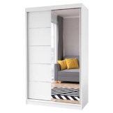 Weißer Schiebetürenschrank, eleganter Kleiderschrank Garderobe Schrank Spiegel Schlafzimmer Schiebetüren Modern Design