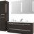 Badmöbel Set Anthrazit dunkel modernes Bad Doppelwaschtisch mit Unterschrank hochwertige Qualität Hochschrank und Badspiegel 120 x 50 cm,