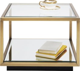 Goldener Beistelltisch Luigi Klein Gold 50x50cm Goldgestell Spiegel Tisch Designermöbel Geschäft Laden Hotel Bar Lounge Möbel exklusives Design