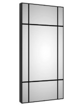 Moderner Wandspiegel Spiegel schwarz/silber 60×120 cm eckiger Dekospiegel – Badspiegel mit Dekorlinien mit matt schwarzen Aluminiumrahmen
