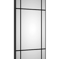 Moderner Wandspiegel Spiegel schwarz/silber 60×120 cm eckiger Dekospiegel – Badspiegel mit Dekorlinien mit matt schwarzen Aluminiumrahmen