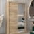Schwebetürenschrank 120 cm mit Spiegel Eiche Holz Natur Schiebetüren Kleiderschrank platzsparender, moderner und funktioneller Schlafzimmer Schrank