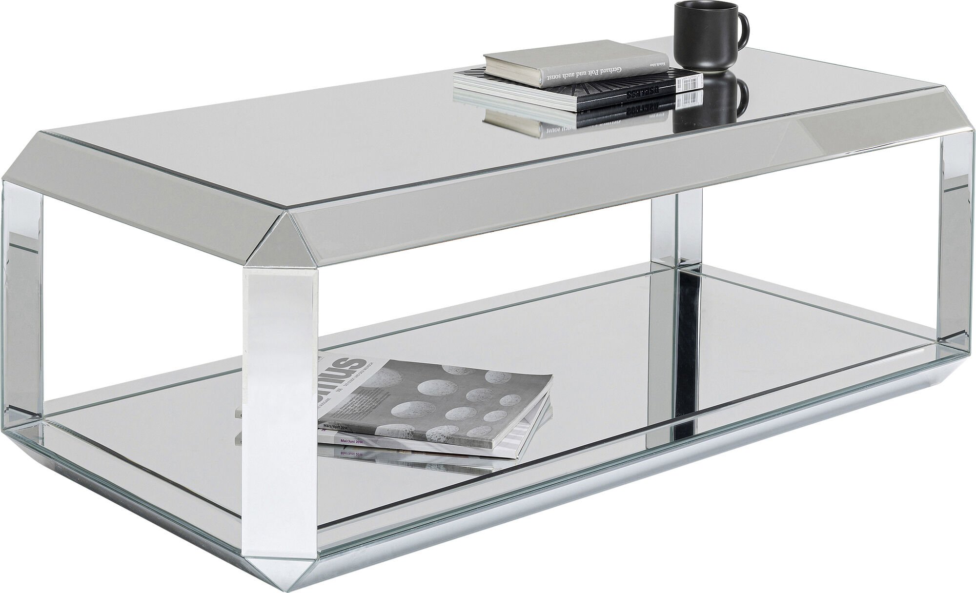 Verspiegelter Couchtisch Luxury Lia 121x61 Luxus Design Spiegeltisch Tisch Spiegel Möbel Geschäft Laden Wohnzimmer exklusives Möbeldesign