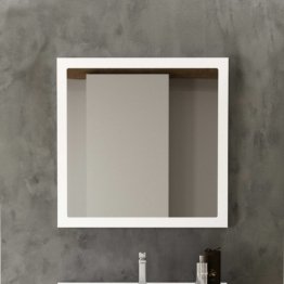 Badezimmer Spiegel 80cm matt weiß 80 cm Badspiegel modernes Landhaus Design elegant weißer Rahmen Flurspiegel Esszimmer Möbel