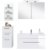 Badmöbel Komplettset Hochglanz weiß mit LED-Spiegelschrank und LED Glasregal moderne Badezimmer Einrichtung Badmöbel Waschbecken