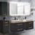 Badmöbel-Set dunkel graues schwarz Natur Holz Waschplatz Set mit Doppel-Waschtisch anthrazit Landhaus Eiche hochwertig modernes Badezimmer