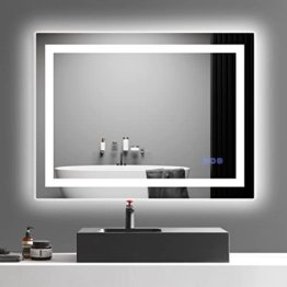 Badspiegel 50 x 70 cm mit Beleuchtung Dimmbar Badezimmerspiegel mit Touch-Schalter Anti-Beschlag Speicher Funktion LED Lichtspiegel Wandspiegel Badezimmer