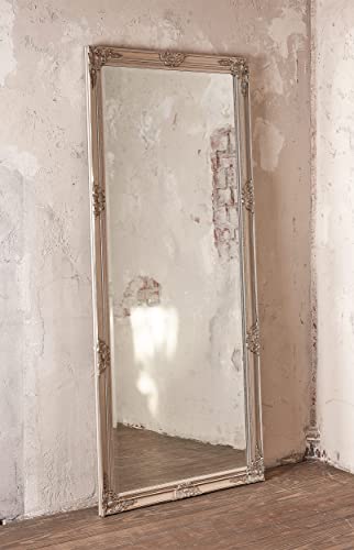 Barocker Wandspiegel Barock Silber Ganzkörperspiegel Garderobenspiegel ca. 200 x 100 cm Antik-Stil Facettenschliff XL Flurspiegel Spiegel klassisch