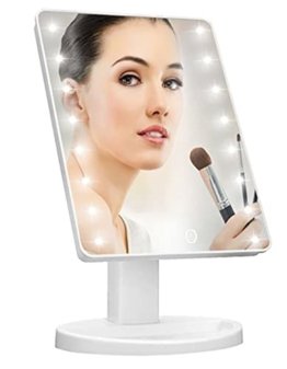 Drehbarer Kosmetikspiegel LED Beleuchtet Makeup Kosmetik Spiegel Schminkspiegel Zuhause Unterwegs Schminken Rasieren Make-up-Spiegel Make up Standspiegel