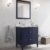 Exklusives Badmöbel Set Landhausstil Massivholz in blau lackiert Spiegel blauer Waschtisch mit Waschbecken 76 cm hochwertig elegantes Badezimmer