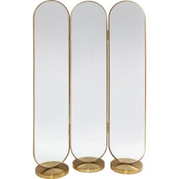 Glamouröser Spiegel Gold- Messing-Look Metall Twenties-Style Raumteiler Standspiegel dekoratives Design-Stück einsetzbar Ankleide- oder Schlafzimmer