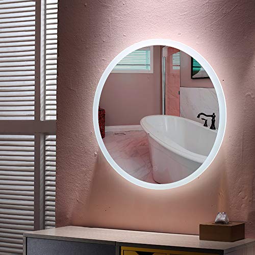 Großer Runder LED Badspiegel mit Beleuchtung Badezimmerspiegel Licht Spiegel Kaltweiß Antibeschlag, Φ70cm eleganter Luxusspiegel