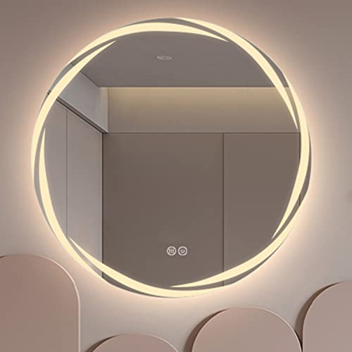 Großer runder LED Badspiegel Rund Beleuchteter Schminkspiegel Dimmbarer Licht Spiegel Wand Rahmenlos Beschlagfrei moderne Ausstattung