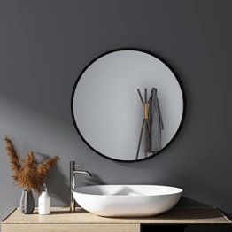 Großer Runder Wandspiegel Schwarz 60cm Badspiegel rund Spiegel Badezimmerspiegel für Badezimmer Waschräume Schlafzimmer Flur Garderobe