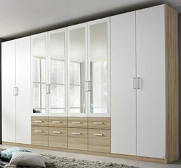Großer Schlafzimmerschrank Riesiger Drehtürenschrank 8-türig Weiß Eiche Holz Natur Hochwertiger Kleiderschrank 360 cm Breite