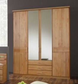 Kleiderschrank aus Naturholz Massivholz schlichtes Design Erle Spiegel Schlafzimmerschrank hochwertige Qualität Landhaus helles Holz