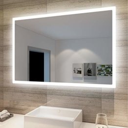 LED Badspiegel mit Beleuchtung 60x40 cm Lichtspiegel Spiegel Badezimmerspiegel Wandspiegel Lichtspiegel IP44 Wandschalter Bad WC Licht