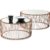 Luxuriöser Couchtisch Kupfer Wire Copper 2er Set Spiegeltische Metallgestell Deko Spiegel Tische Designtische Glasmöbel Lounge Möbel