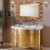 LUXUS Badezimmermöbel Blattgold Möbel mit Waschbecken Spiegel Goldene Spiegelmöbel Bad exklusive Badezimmer Möbel
