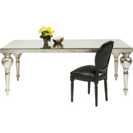 Luxus Design Tisch Chalet Louis 200x100cm Silberne Möbel Spiegel Designertisch Prachtvoll klassisch Ausstellung Villa Esstisch Elegantes Design