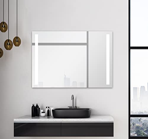 Moderner LED Badspiegel 100x70 cm Lichtfarbe 4200K Elegantes Design  hochwertige Beschichtung Wandspiegel Lichtspiegel