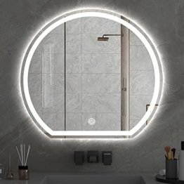 Moderner runder LED Spiegel Beleuchtung Ø 50/60/70/80cm Badspiegel Rahmenloser Lichtspiegel Touchschalter eleganter Badezimmerspiegel
