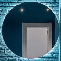 Runder LED Badspiegel moderner Wandspiegel 60 cm Badezimmerspiegel mit Beleuchtung Lichtfarbe schlicht einfach kleines Bad Gäste WC Design Spiegel