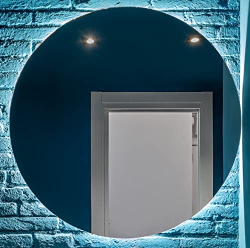 Runder LED Badspiegel moderner Wandspiegel 60 cm Badezimmerspiegel mit Beleuchtung Lichtfarbe schlicht einfach kleines Bad WC