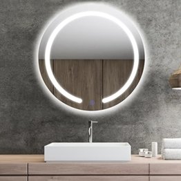 Runder LED Wandspiegel Ø 50cm 3 Farbtemperaturen Badspiegel Beleuchtung dimmbar Badezimmerspiegel Anti-Beschlag Modern rund