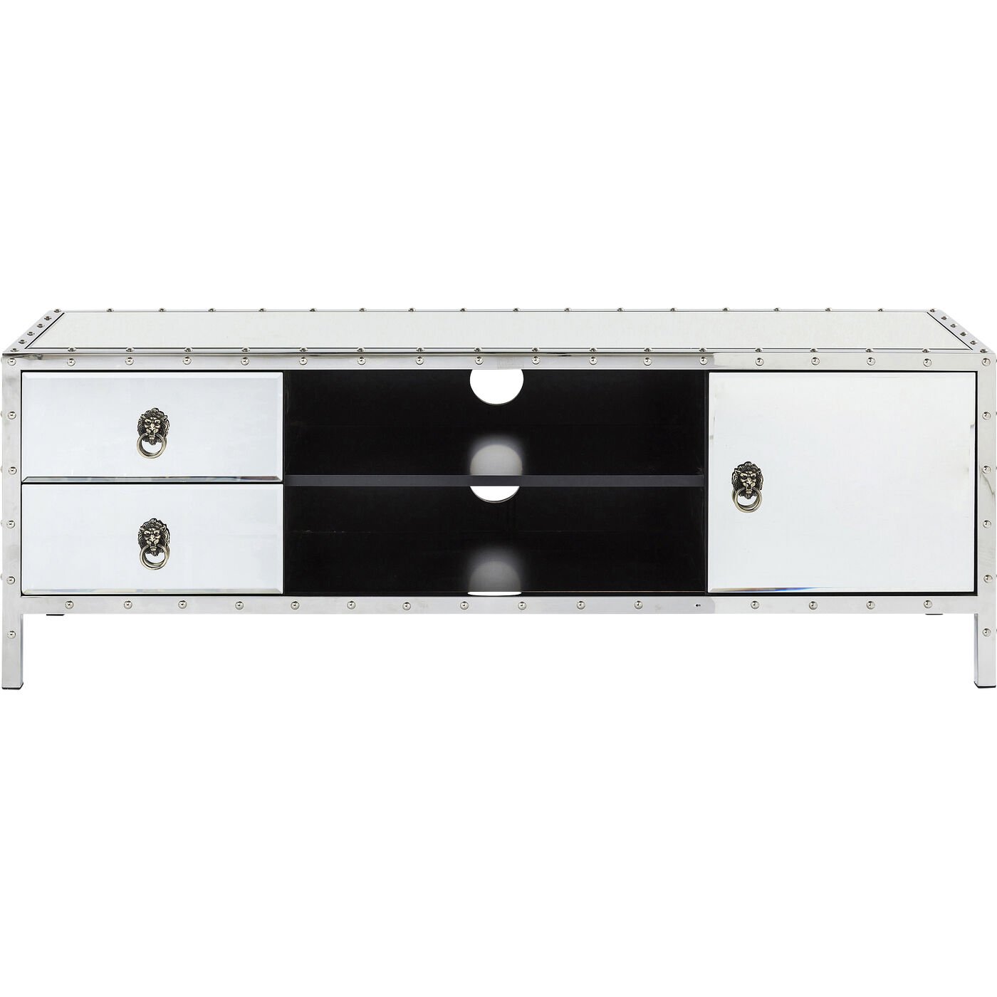 TV Board verspiegelt Spiegel Lowboard Spiegel TV-Schrank Wohnzimmer Spiegelobjekt Spiegelschrank flach verspiegeltes Design