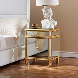 Verspiegelter Nachttisch Spiegelmöbel Moderner eleganter Spiegel Couchtisch Schlafzimmer Kommoden Sofa Tisch Flur Büro Schmaler Tisch Champagne Silber