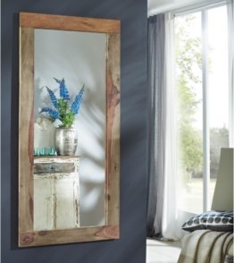 Wandspiegel Sheesham Palisanderholz grau geölt NATURE GREY Spiegelrahmen Natur Massivholz Flurspiegel Wohnzimmer 145x3x70