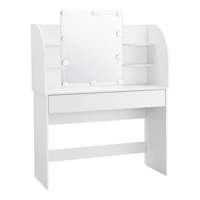 Weißer heller Schminktisch LED Beleuchtung moderner Frisiertisch Spiegel Frisierkommode Schublade Kosmetiktisch Frauen Mädchen Kosmetik