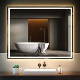 LED Badezimmer Spiegel 80 x 100 cm Anti-Nebel Dimmbare Lichter Wandspiegel Make-up Spiegel mit Smart Touch Schalter moderner Lichtspiegel