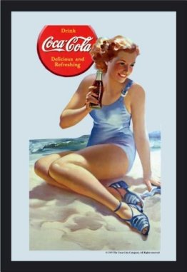 Coca Cola - Pin up Beach Bedruckter Bar Spiegel NEU Barspiegel Wandspiegel mit Kunststoffrahmen 30x40 cm