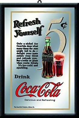Coca Cola Spiegel Coke Barspiegel mit Logodruck Limonade Werbung Bar Lokal Sammlerstück Nostalgic Art Spiegel