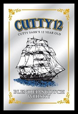 Cutty Sark - Cutty 12 Whisky - Bedruckter Bar Spiegel NEU Barspiegel Wandspiegel mit Rahmen Kult-Spiegel 20x30 cm