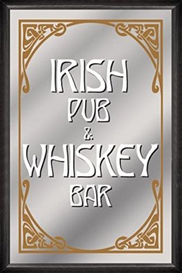 Deko Wand Spiegel-Bild Irish Pub & Whiskey Bedruckter Bar Spiegel NEU Barspiegel Wandspiegel mit schwarzem Kunststoffrahmen in Holzoptik 30 x 20 cm Lizensiertes Spiegelbild