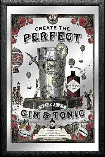 Gin & Tonic - Perfect Clear - bedruckter Bar Spiegel NEU Barspiegel Wandspiegel Bilddruck Rahmen - 20x30 cm