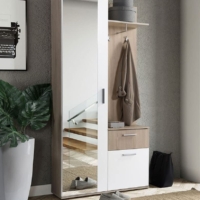 Garderoben-Set praktische Wandgarderobe mit Kleiderhaken Schrank und Schuhschrank Flurgarderobe Sonoma Weiß