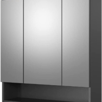 Spiegelschrank moderner Badspiegel Wandspiegel Badezimmer Anthrazit 3 Türen Ablage Badspiegel Türen Badschrank