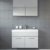 Badezimmer Badmöbel Set 80 cm Waschbecken weiß Hochglanz - Spiegel Aufbewahrung Unterschrank Spüle Möbel