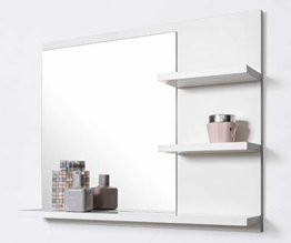 Badspiegel mit Ablagen, Weiß Badezimmer Spiegel 60 cm Wandspiegel Badezimmerspiegel Badezimmer Spiegel
