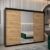 Moderner großer Schwebetürenschrank 250 cm mit Spiegel Kleiderschrank Schlafzimmer Schiebetüren Modern Design Schwarz + Artisan Eiche