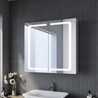 Moderner LED Spiegelschrank mit Beleuchtung 70×65 cm Edelstahl Badezimmer Bad Spiegel Steckdose Spiegelschrank Kippschalter Design