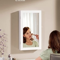 Schmuckschrank Spiegelschrank Schmuck Hängeschrank abschließbarer Wandschrank platzsparender Organizer weiß